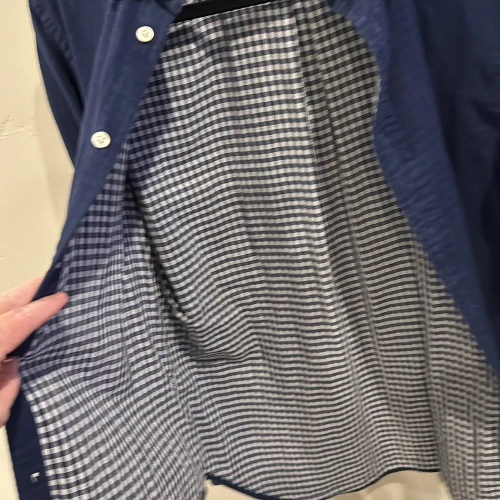 EUC  large Ralph Lauren button down in navy & white checked lining. - Picture 5 of 7